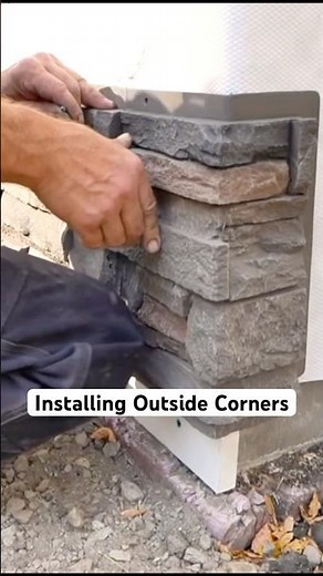 Outside corners made easy with DuraKwik Stone. Save this for your next siding install #stonepanel