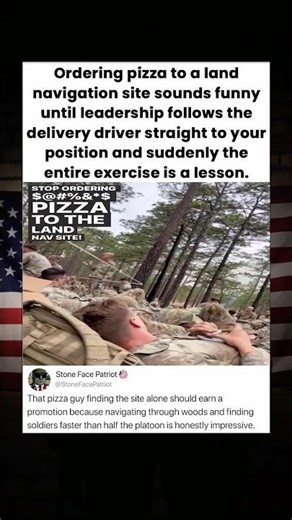 Ordering pizza to a land navigation site sounds funny until leadership follows the delivery driver