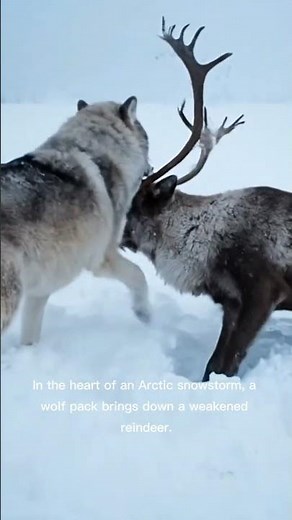 Arctic Wolves Claim Their Prey in a Brutal Snow Hunt! #wolf