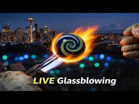 LIVE Glassblowing – Seattle Blue & Green Marble, Pacific Northwest Edition • Cinematic at 4000°