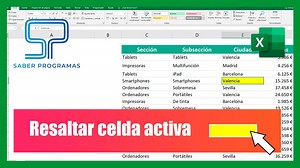 Resaltar celda activa en Excel | Saber Programas
