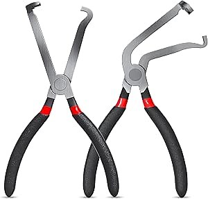 Electrical Disconnect Pliers for Cars - 60 Degree & Straight Automotive Connector Removal Tool, Compatible with 37960/37980, Fuel Line & Hose Clip Pliers Tool for Push Tab Style Plugs, Non-Slip Grip
