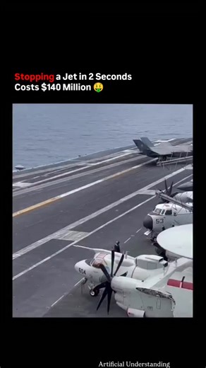 Artificial Understanding on Instagram: "An aircraft carrier’s landing system is one of the most intense feats of modern engineering, stopping a 150+ mph fighter jet in under three seconds. As the jet’s tail hook locks onto a steel arresting cable, the force is instantly transferred into a hydraulic system beneath the deck. These cylinders absorb and release energy in perfect sync, balancing brute force with absolute precision. It’s control meeting chaos and proof that engineering can tame even t