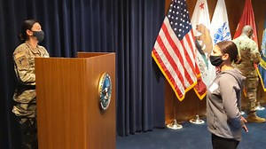 Swear-in ceremony of the first U.S. Space Force applicant through the Los Angeles MEPS. The ceremony was conducted by guest presiding officer, Colonel Beers, and included Air Force recruits along with the first Space Force recruit before their departure to Lackland Air Force Base for basic training. Colonel Beers is the Commander, 61st Air Base Group Commander, Los Angeles Air Force Base, Home of Space and Missile Systems Center | Los Angeles MEPS