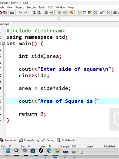 C++ Program to Calculate Area of a Square 🔢 | Beginner Tutorial