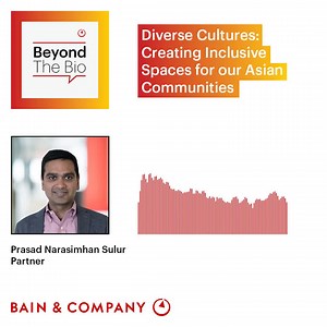 16 reactions | Prasad Narasimhan Sulur, a partner in our Boston office, came from a family of medical professionals in India who encouraged him to pursue the same career path. Prasad, however, had other plans. On this episode, Prasad shares how his idea to study engineering led him to the U.S. and Bain, where he now leads our technology and cloud practice and our Americas Asians #atBain affinity group. https://bit.ly/3w9GMOQ | Bain & Company | Facebook