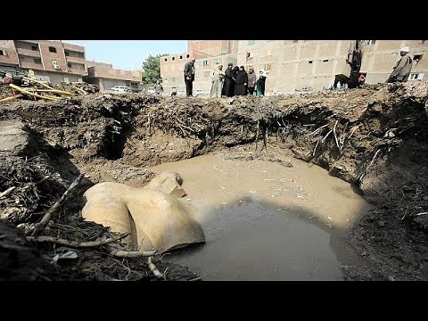 Giant statue of Egyptian pharoah Ramses II discovered