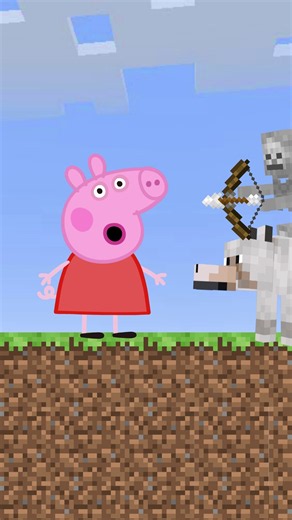 Peppa Uses a Wolf to Defeat a Skeleton... Big Mistake! #peppapig #minecraft #animation