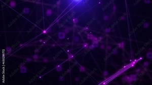 Light Purple Abstract Technology Digital Polygon Plexus Communication Network Concept. Data Connection Structure Transfer Moving 4K Loop Animation.