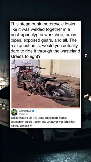 This steampunk motorcycle looks like it was welded together in a post-apocalyptic workshop