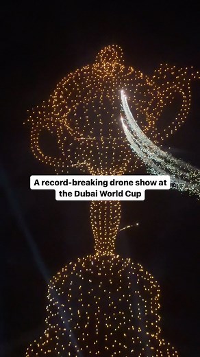 This is the world’s largest LED screen created by 4,000 drones at the closing ceremony of the Dubai World Cup. This aerial display also received Guinness World Records for the largest aerial trophy and the largest aerial logo. #worldrecord #dubai #dubaiworldcup | Time Out Dubai
