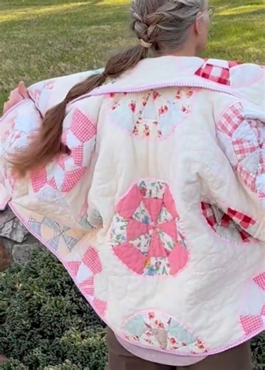 Navigator Compass Patchwork Quilted Jacket in the Heather Style. #quiltcoat #patchwork