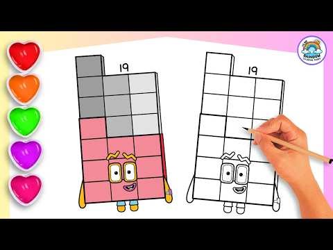 How To Draw Numberblock 19 Coloring🌈 Learn to draw Numberblock 19 Coloring for kids