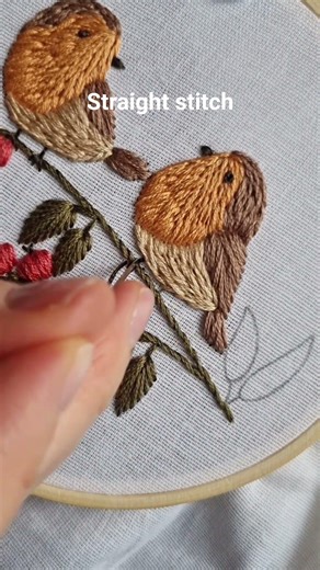 Straight stitch bird feet 🐦🧵Robin Bird pattern ✨ #embroidery #tutorial #diy #handmade #craft #stitch