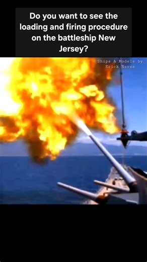 Loading and firing the 16-inch/50-caliber guns on an Iowa-class battleship involves a precise, 12-step hydraulic and manual process, allowing a firing rate of roughly two rounds per minute per gun. Key steps include lowering the barrel to 5° elevation, opening the breech, loading the projectile, followed by six bags of powder, ramming, sealing, and firing. #reel #reels #viral #trending #trend | Ships & Models by Erick Navas