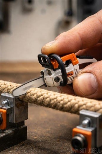 This Looks Like a Toy — But This Tiny STIHL Chainsaw Cuts Real Rope 🪢🪚