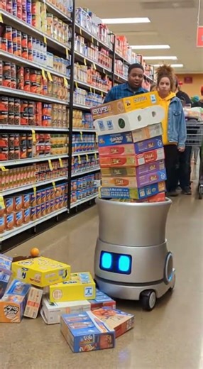 Robot vs Shopping Cart 😂 #FunnyMoments #Shorts