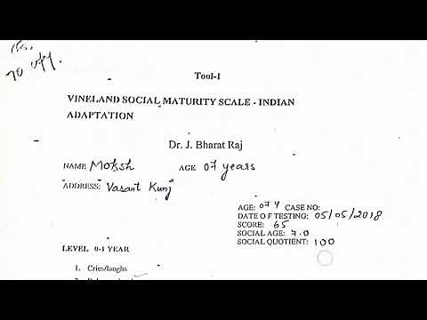 How to do scoring of Vineland Social Maturity scale - Part 1