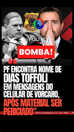 Política Rápida on Instagram: "🚨 URGENTE: PF ENCONTRA MENÇÃO A DIAS TOFFOLI NO CELULAR DO DONO DO BANCO MASTER! 💥 MATERIAL JÁ ESTÁ COM FACHIN. A investigação ganha um novo e tenso capítulo em Brasília. O QUE SE SABE ATÉ AGORA: * O ACHADO: A Polícia Federal encontrou uma menção ao ministro Dias Toffoli (STF) no celular de Daniel Vorcaro, dono do Banco Master. * O DESTINO: O material foi periciado pela PF e enviado imediatamente ao presidente do STF, Edson Fachin. * O CONTEXTO: O Banco Master es