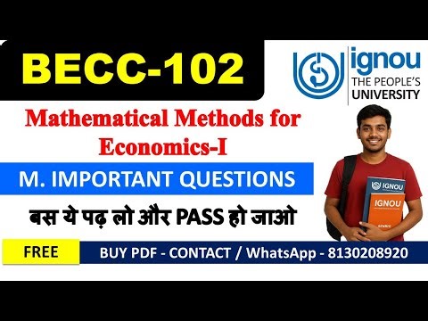 BECC-102 Most Important Questions with Answers 2025 | IGNOU Mathematical Methods for Economics-I
