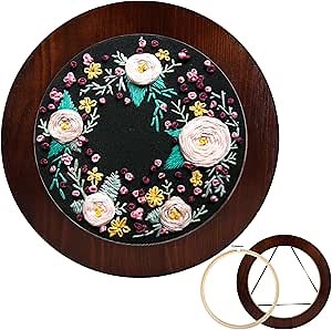 XEmbro 8 Inch Wood Embroidery Hoop Frame for Hanging Sewing Ornaments, Decorative Round Embroidery Frame for Display Finished Embroidery & Cross Stitch Arts
