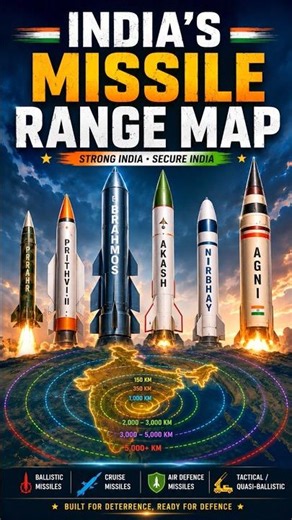 India’s Missile Range Map 🇮🇳 | Agni-V, BrahMos, Prithvi, Akash, Nirbhay Explained | Indian Defence