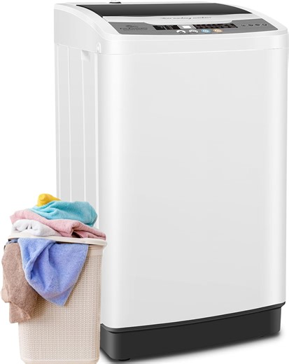 Veeboto 17.8LBS Portable Washing Machine, Fully Automatic Compact Washer, 10 Wash Programs Washer with Drain Pump, Faucet Adapter, Ideal for Apartments, Home, Dorm