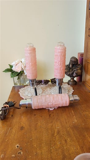 Art Deco Pink Glass Lamps Vtg Art Deco Lamp Art Deco Set of Pink Torpedo Lamp Skyscrapper 1930's Lamp Art Deco Lamp 1940's Art Deco Lamp - Etsy UK