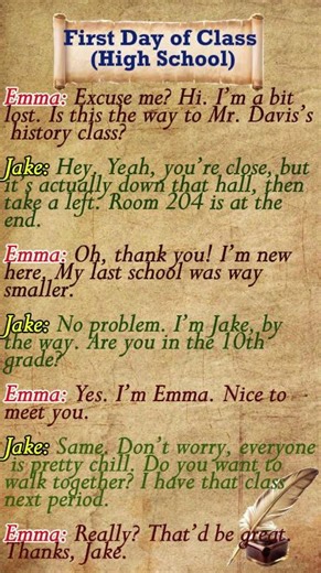 First Day of High School: How to Talk to New Classmates (English Conversation)
