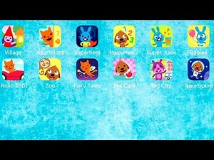 Sago Mini Village,Apartment,Superhero,Puppy Preschool,Super Juice,Babies,Road Trip,Zoo,Fairy Tales