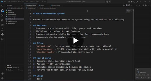 TF-IDF Movie Recommender with Cosine Similarity | Vansh Tanwar posted on the topic | LinkedIn