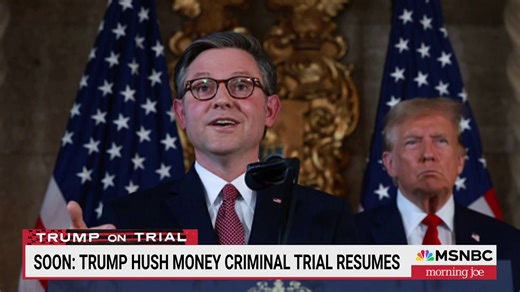 "To be dragged into a courtroom in Manhattan to be a sycophant to Donald Trump, a guy who's promised to be an authoritarian leader when he gets into power, it's deeply depressing and it's beneath the dignity of the office." — Joe Scarborough on Speaker Johnson appearing at Trump's trial | Morning Joe