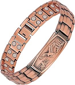 Feraco Copper Bracelet for Men-Magnetic Bracelets 99.99% Pure Copper Jewelry Gift with Adjustable Sizing Tool, Magnetic Field Therapy Jewelry with Eagle Pattern