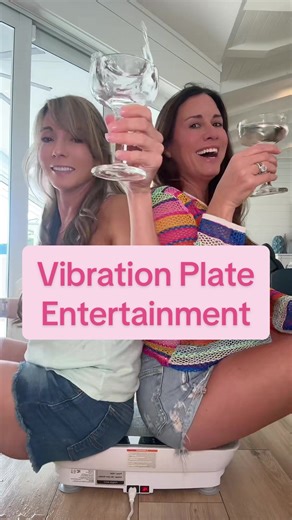 Vibration plate challenge…trying to drink water on the highest level #challenges #sisters #funny #viral #vibrationplate