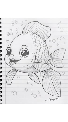 cute fish 🐟 drawing #fishdrawing #fishdrawingeasy #fishdrawingforkids