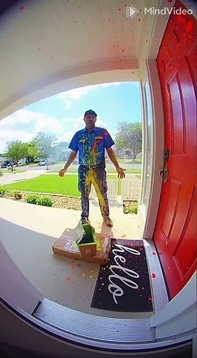 Paint Explosion on Doorbell Cam 🎁💥