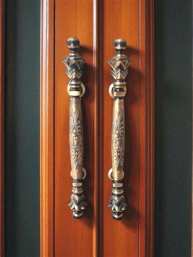 Antique Brass Engraved Door Pull Handle – Solid Vintage Style Double Door Hardware - Etsy