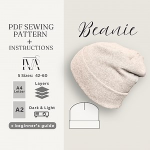 Beanie PDF Sewing Pattern for Kids and Adults, Download Unisex Hat Easy Printable PDF Tutorial, Beginner Sewing Gift Idea for Friend - Etsy Australia