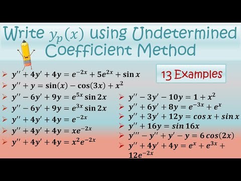 How to write Particular Integral of DE Using Method of Undetermined Coefficient