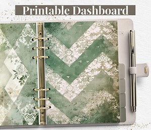 Green Chevron Printable Planner Dashboard PDF in Happy Planner TUL A5 A6 B6 Personal Pocket US Letter and A4 Instant Download - Etsy