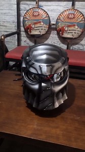 Predator Motorcycle Helmet Full Face Motorcycle Helmet Mask with Hair Braid and LED Light for Outdoor Riding or Club Parties and Cosplay Prop DOT Certified,XL