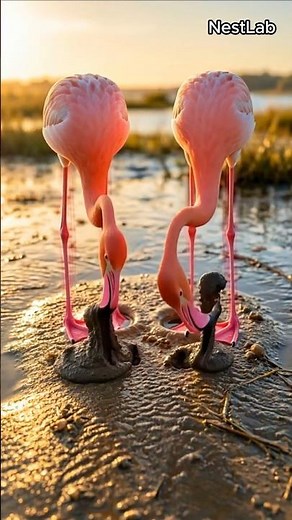 Two Flamingos Build Tall Mud Nests 😳 Then Lay Eggs