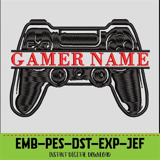 Gamer Controller Split Monogram Machine Embroidery Design, Personalized Video Game Name PES File, Gaming Console DST JEF Digital Download - Etsy