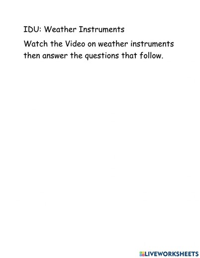 Weather Instruments IDU exercise