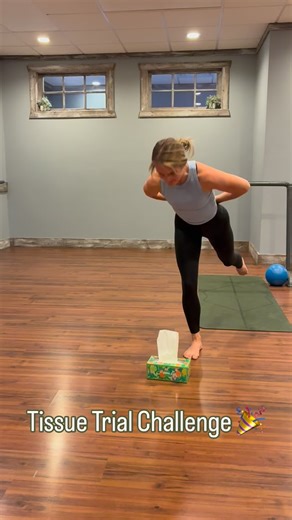 No hands, no problem. Just tissues and talent. 🧻✔️ Welcome to an average day of improving balance and testing humility in the studio. 👏🏼😅 | Lift Bridge Yoga Fitness