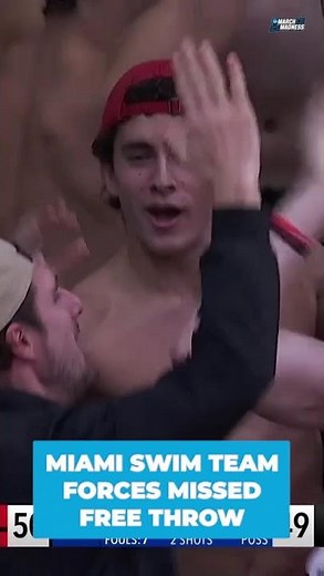 Miami swim team forces missed free throw in First Four 🤣 #shorts