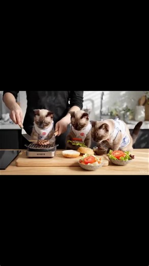猫専用ハンバーガーショップ開店｜究極の癒やし動画