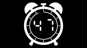 Download Animated alarm clock 50 second countdown timer digital from 50 to 0 seconds on black background for free