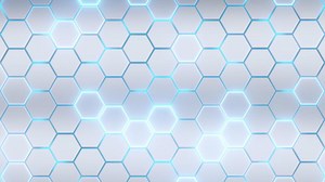 Download 3d Abstract white hexagon pattern background with blue light glow stripe, concept technology for free