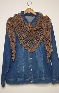 Handmade Crochet Velvet Shawl, Brown Boho Openwork Triangle Scarf - Etsy
